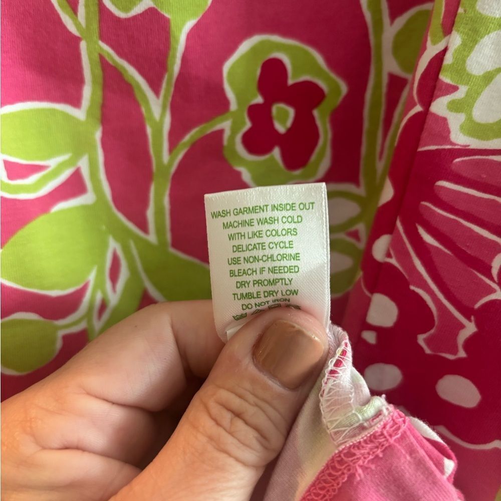 Lilly Pulitzer Pink and Green Floral Ladies Dress - Picture 6 of 9